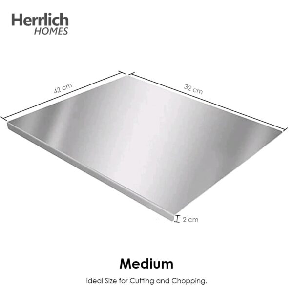 Stainless Steel Chopping Board with Lip – 40x32cm + Free Belan - Image 2