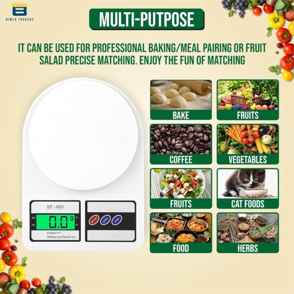 Digital Kitchen Weighing Scale – SF-400, 10Kg, LCD Display - Image 5