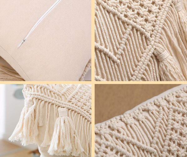 Handmade Macrame Cushion Cover – Boho Style 16x16 Inch - Image 5