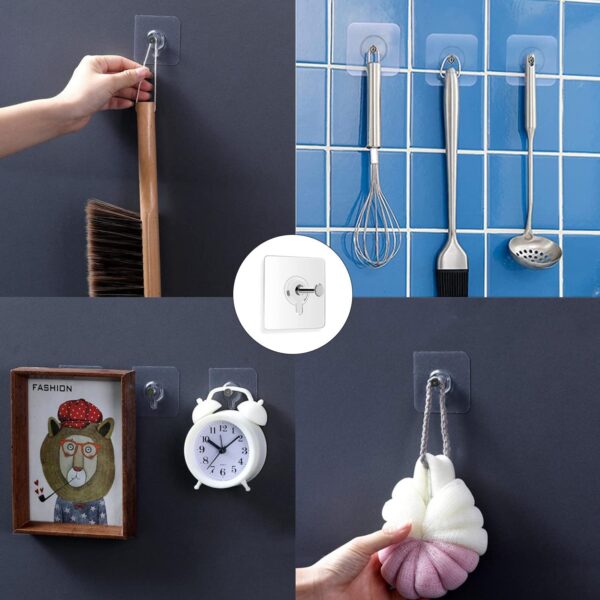 Photo Frame Hooks for Wall Without Drilling – 10 Pack Heavy-Duty Adhesive Wall Hooks - Image 3