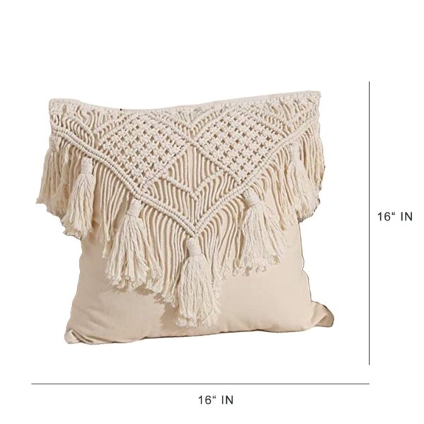 Handmade Macrame Cushion Cover – Boho Style 16x16 Inch - Image 6