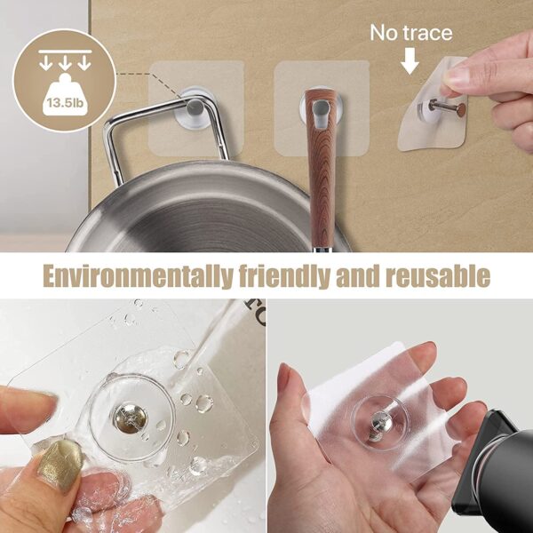Photo Frame Hooks for Wall Without Drilling – 10 Pack Heavy-Duty Adhesive Wall Hooks - Image 2