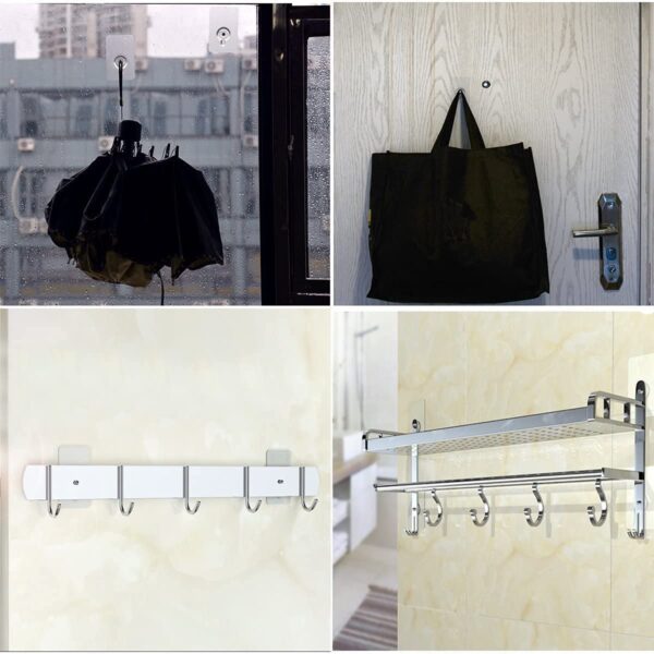 Transparent Adhesive Wall Hooks – No Drill, 10 Pcs Set - Image 4