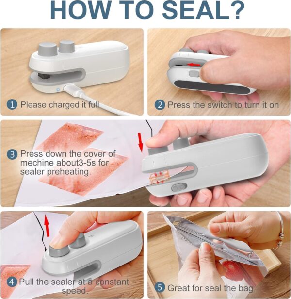 Sealing Clip – Portable Mini Sealing Machine for Snacks, Food & Plastic Bags | Handheld Heat Sealer – Multicolor - Image 3