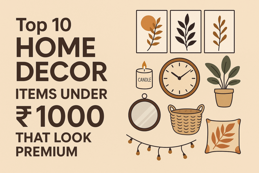 Top 10 Home Decor Items Under ₹1000 That Look Premium – Wall Art, Clock, Cushion