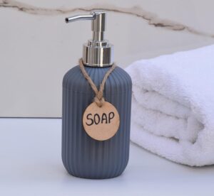 Stylish liquid soap dispenser under ₹1000 for bathroom countertop use in India.