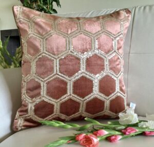 Embroidered or sequins cushion cover under ₹1000 – decorative single pillow for festive and elegant home decor