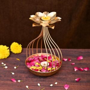 Metal lotus tealight candle holder for home décor under ₹1000