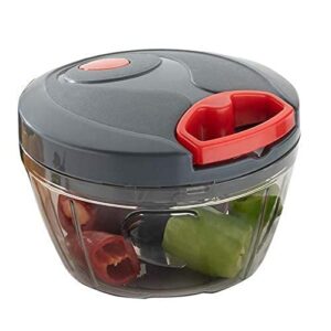 Compact manual vegetable chopper with 3 blades for effortless chopping.