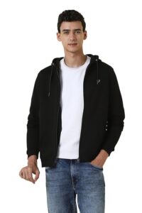 Allen Solly men’s hooded cotton sweatshirt with front open design