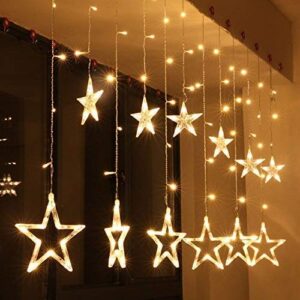Warm white star curtain decorative lights with 138 LEDs