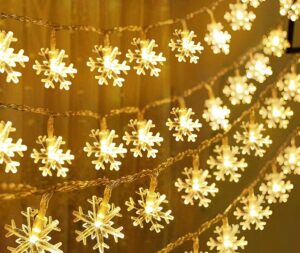 Fizzytech snowflake LED string lights warm white – decorative string lights under 1000