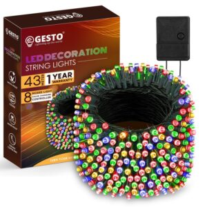 Long 43-meter multicolor LED serial string lights with 8 lighting modes