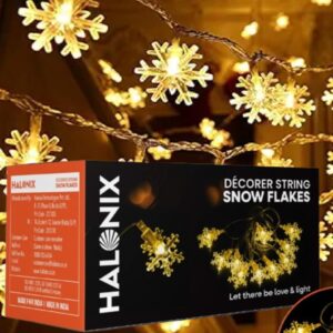 Halonix Decorer 4-meter snowflake LED string lights emitting warm decorative light.