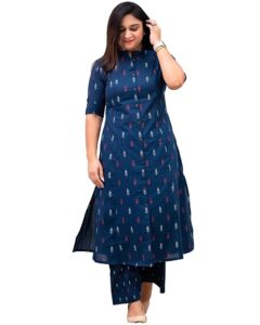 Viscose blend A-line kurta pant set for women by GoSriKi