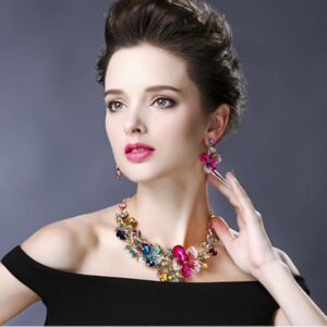 shining diva fashion stylish crystal necklace jewellery set for women