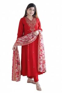 KLOSIA embroidered kurta pant dupatta set for women – elegant ethnic wear outfit