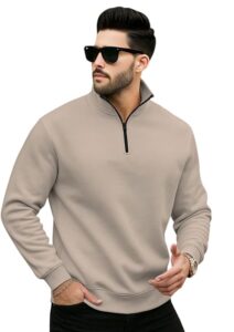 Men’s half-zip fleece winter sweatshirt – warm pullover jacket for cold weather