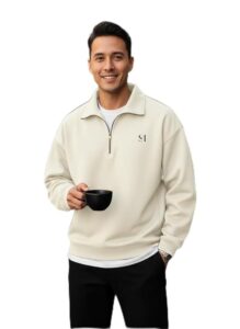 SMOWKLY men’s high-neck sweatshirt with collar chain and fleece